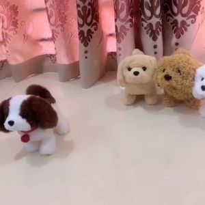 GloryStar Simulation Plush Dog Electronic Interactive Pet Puppy + Traction Rope Walking Barking Tail Wagging Companion Toys For Kids