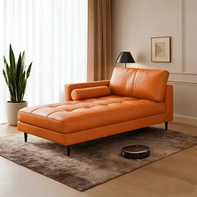 PINNACLE HOMES โซฟาเบด 1 ที่นั่ง รูปตัว L พร้อมเก้าอี้ยาว (Chaise Longue) หนังPVC ปรับนอนได้ แข็งแรง ทนทาน หนานุ่ม