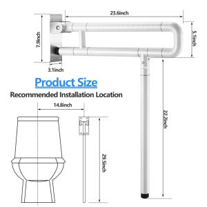 ⭐️【Local warehouse+COD】⭐Stainless Steel  Toilet Handrail For Elderly Elder Grab Bars Rails Non Slip Foldable Toilet Handrail Elderly And Disabled Bathroom Safety Bar Hand Support Rail Bathroom Support Handicap Grab Bars