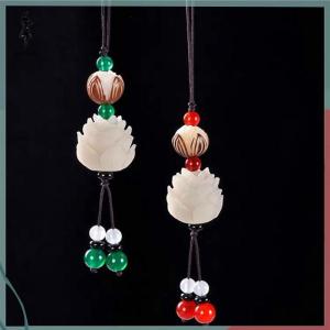 🔥ส่วนลด 10 บาท สำหรับการซื้อ 1 ชิ้น🔥ราคาถูก พวงกุญแจดอกบัวแกะสลักแบบวินเทจสำหรับผู้หญิงผู้ชายเครื่องประดับไม้แขวนพวงกุญแจลูกปัดแบบเรียบง่าย