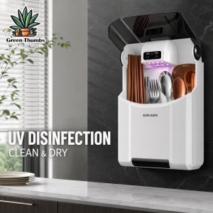 Wall Mounted UV Disinfection Cabinet Cutlery Sterilizer Chopstick Holder Drain Rack Air Drying