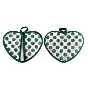 DNFIWN3 2pcs Heart-shaped Heat Insulation Pad Thickened Cotton Polka Dot Oven Mitts Placemats Heat Resistant Coasters Baking Kitchen