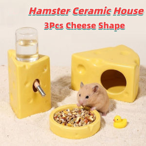 Hamster Ceramic House Cheese Hideout Feeder Drinker Cool Durable Easy Clean Cage Decoration