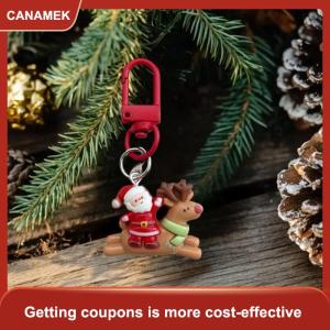 【CANAMEK】 1 5 cái Móc Khóa Mặt dây chuyền hình nai sừng tấm ông già Nô En hoạt hình Ba lô sinh viên dễ thương trang trí quà tặng nhỏ tiệc giáng sinh trang trí bằng nhựa