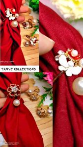 Ring Hijab Ulir Bunga Mutiara Kekinian