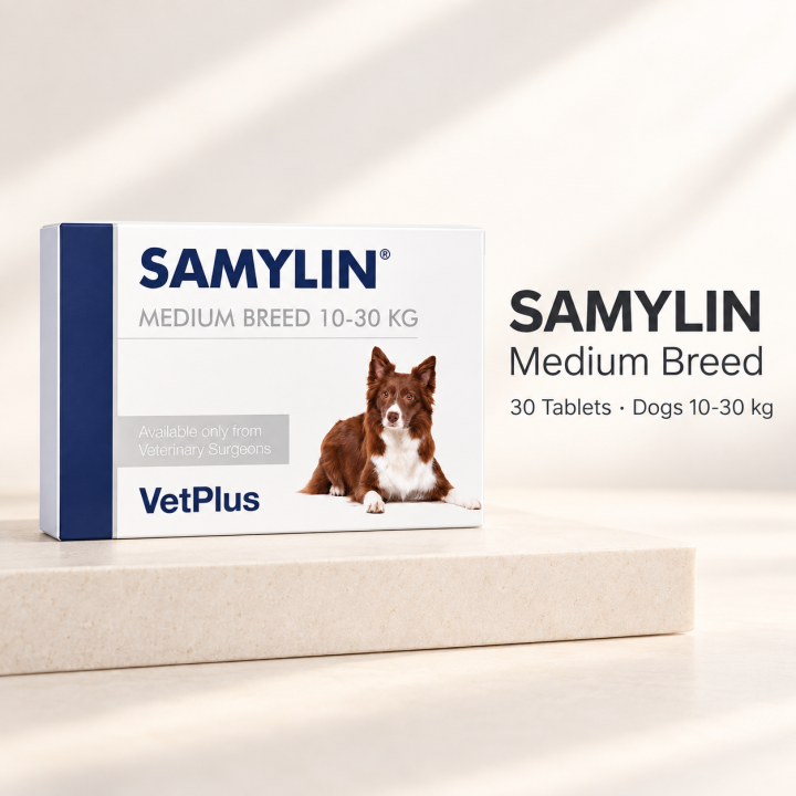 VetPlus SAMYLIN Medium Breed - 30 Coated Tablets for Dogs 10-30kg