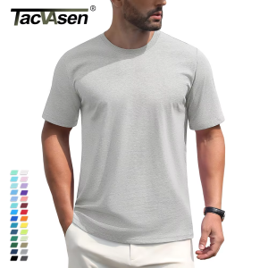 TACVASEN Áo Thun Cotton Cổ Thuyền Tay Ngắn Áo Thun Thường Ngày Thoáng Khí Cho Nam Áo Thun Thể Thao Áo Thun Cơ Bản Áo Thun Quần Áo 2026