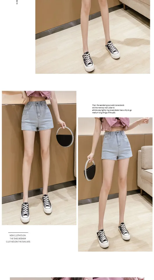 Denim Shorts Women Korean Style Solid Color High-Waist Ladies Short Pants  Tight Stretch Loose Plus Size Female Shorts