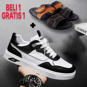 BELI SEPATU GRATIS SANDAL Sepatu Sneakers Karet Kerja Pria Wanita Casual Premium Cowok Men Shoes Olahraga Running