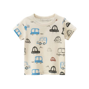 Car Boy T-Shirt Kids Short Sleeve Top Boys Clothing Stitch Cotton Tshirt Baby Tee Baju Wholesale