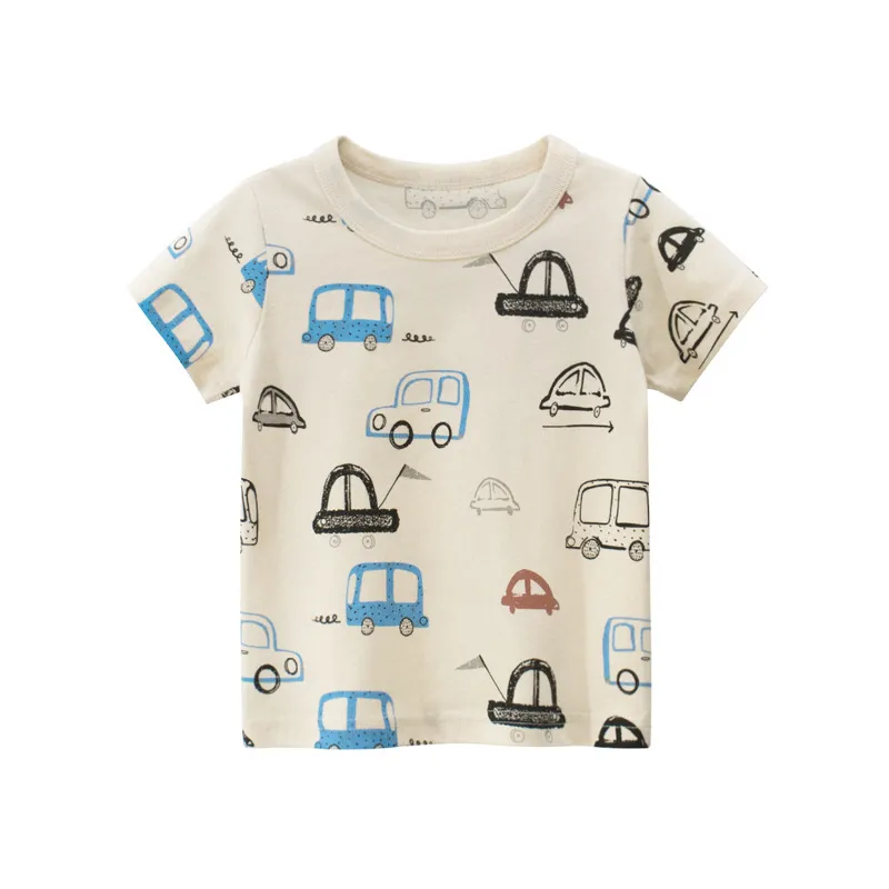 Car Boy T-Shirt Kids Short Sleeve Top Boys Clothing Stitch Cotton