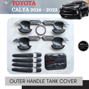 Paket Handle Outer Tank Cover Mobil CALYA 2016 - 2022 Carbon Glossy Premium