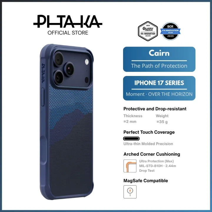 PITAKA iPhone 17 Pro/Pro Max - Cairn Case - Arched Corner Cushioning/Magnetic/Camera Button (Over the Horizon)