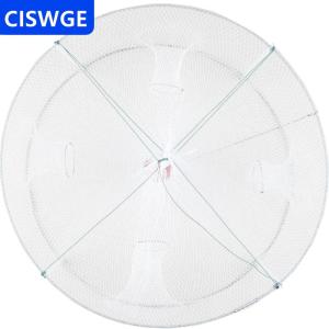 [COD] CISWGE 1pcs Foldable Fishing Shrimp Fish Crab Bait Net Trap 4 Holes Crayfish Lobster Fishnet Cast Dip Cage 42x20cm
