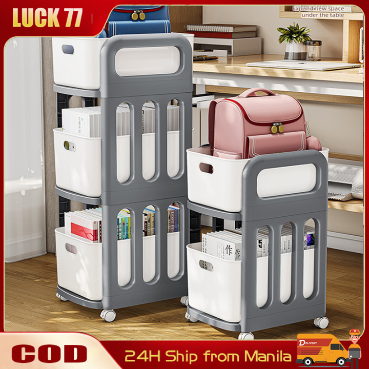 Under the Table Storage Rack with Wheel Deskside Bookshelf Floor ...