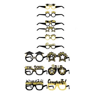 Pack Of 6 Black And Gold Graduation Glasses 2025 Glittering Eyeglasses For Photo Booth Props And Party Favors