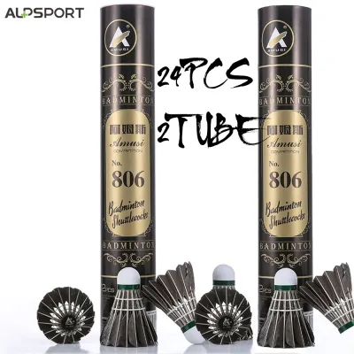 ALP 806 Badminton Shuttlecocks 12/24Pcs Black Goose Feather Badminton Balls for Training Badminton Sports Speed 76 77 Shuttlecock