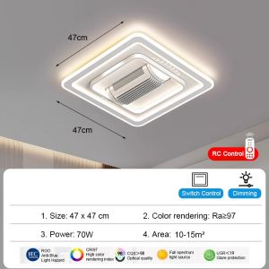 Invisible Bladeless LED Ceiling Fan Light Remote Control Smart Chandeliers Ceiling Fan Lamp Home Decor Living Room Bedroom Hotel