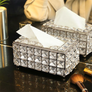 【SHIP IN 24H】Crystal tissue box Europe style Luxury Paper Towel Crystal Storage Box Home Supplies