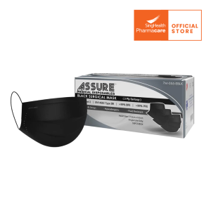ASSURE Adults Disposable 3-Ply Surgical Masks 50s - BLACK