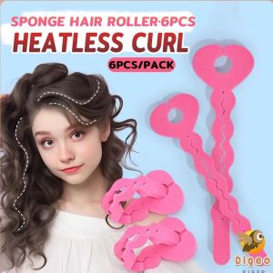 Digeo 6pcs per Pack Bendable Hair Curler Rods Curl Flexible Soft Sponge Hair Roller Tool