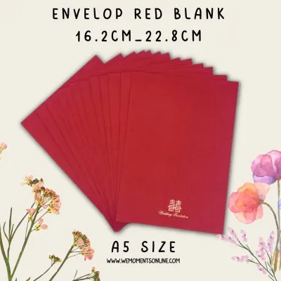 Wemomentsonline 20 50100pcs| A5-01 Red Envelope 双喜字烫金|Sampul Merah A5 | A5 红色信封 16.2cm X 22.8 cm| Ready stock|结婚请柬信封|喜帖请帖|中式邀请函|