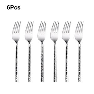 6/12/15Pcs Sliver Heavy Cutlery Stainless Steel 304 Tableware Western Dinner Set Mirror Hammer Pattern Handle Fork Spoon Set