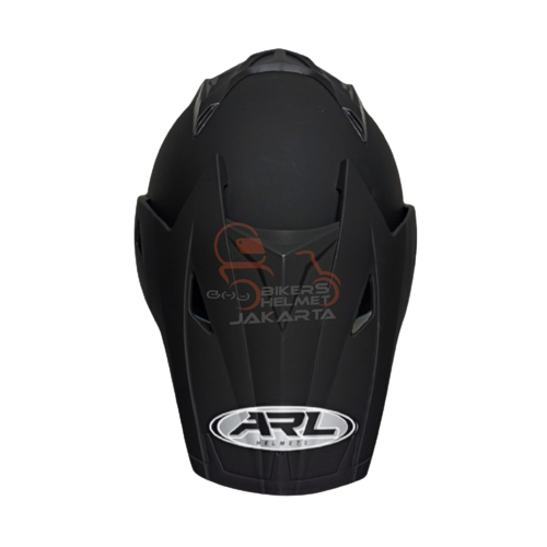 SUPERMOTO HELM SOLID BLACK DOFF DOUBLE VISOR HALF FACE SEMI CROSS - Main Image