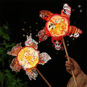 Lunara paper lantern chinese灯笼 纸灯笼中秋节传统 Luminous Rotating Rabbit Windmill Lantern DIY Hand-held Mid-Autumn Festival Lantern Childrens Toys Cartoon Animal Pattern Kindergarten Craft Lantern Mid-Autumn Festival