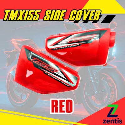 [2PCS] Zentis Motoayos PH Motorcycle TMX 155 Battery Side Cover Red Pair for TMX155 with Stroked Power Graphic 2pcs Set