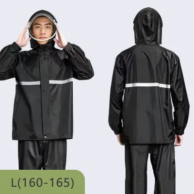 เสื้อกันฝนแบบใหม่ สีดำ มีแถบสะท้อนแสง มีฮู้ด เสื้อกันฝนกันน้ำ เสื้อกันฝนมอเตอร์ไซค์