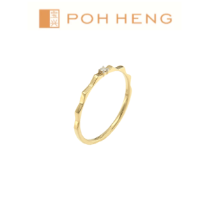 Poh Heng Jewellery 18K Faceted Diamond Ring in Yellow White Gold