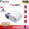 【🥇1080HD 】FINTEX T30 Projector LCD 8000 lumens 4K HD 300 Inch Screen Double 5GWIFI 1080P With Bluetooth Home Cinema for Cellphone Ilepo Projector Mini Portable. 