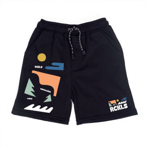 RCKLS.LTD Boardshort Hard Flip  Bahan Fleece Cotton - Celana Pendek Black