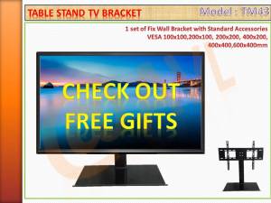 AVL TM43 Tempered Class Table Top TV Bracket Stand for VESA up to 300 x 400 mm Max Load 40 Kg for TV size From 24" up to 32"