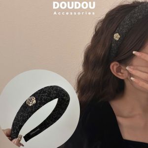 Băng đô cài tóc Doudou Cài tóc vải tweed Cài tóc nữ hoa sơn trà Bờm cài tóc Bờm tóc nữ Bờm nữ FG065
