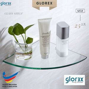 (GLOREX🇲🇾) (in Set) (2pcs) High Quality Thick Bathroom Wall Mounted Corner Glass Shelf Corner Shelf Shampoo Rack Bathroom Shelf Bathroom Rack Toilet Rack Glass Rack 1 Layer Toilet Rak Glass Rak Bathroom Rak Fast Delivery Ready Stock Readily Stock