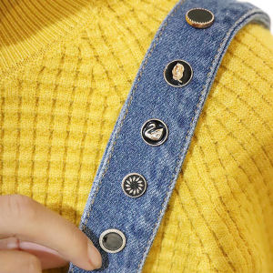 DAN S Korean Adjustable Rhinestone Prevent Accidental Exposure Pearl Women Buttons Brooch Pins Scarf Cufflinks Shirt Button Set Clothes Decor