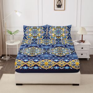 Cartoon Print Bed Sheet Dustproof Skin-friendly Bed Cover Bed Sheet Pillowcase Custom Mattress Protector