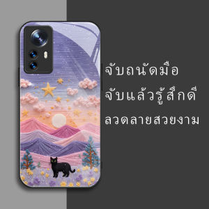 สำหรับ Xiaomi 12T/ Xiaomi 12T Pro เคสศัพท์กันตก ลายท้องฟ้า ภูเขา แมว บุคลิกภาพทันสมัย