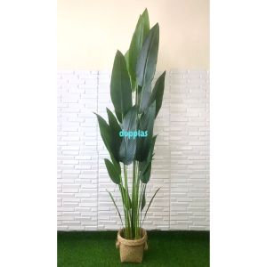 Pohon Artificial Tanaman Hias Daun Heliconia T210 Latex Cover Pot Purun Handle Dekorasi Ruangan Kantor
