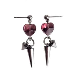 Modern Cone Stud Earrings with Elegant Heart Accent Refined Cone Earrings With An Artistic Heart Ear Pendant