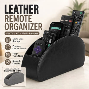Faux Leather Remote Control Holder Bedside Table Organizer with 5 Compartments Bedroom Storage Boxes