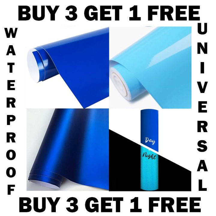 blue car sticker (buy 3 get 1 free) waterproof vinyl wrap decal glossy ...