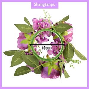 [shangtanpu] Wedding Candlestick Wreath Artificial Roses Candle Rings Table Decoration Xmas New Year Birthday Party Home Ornaments