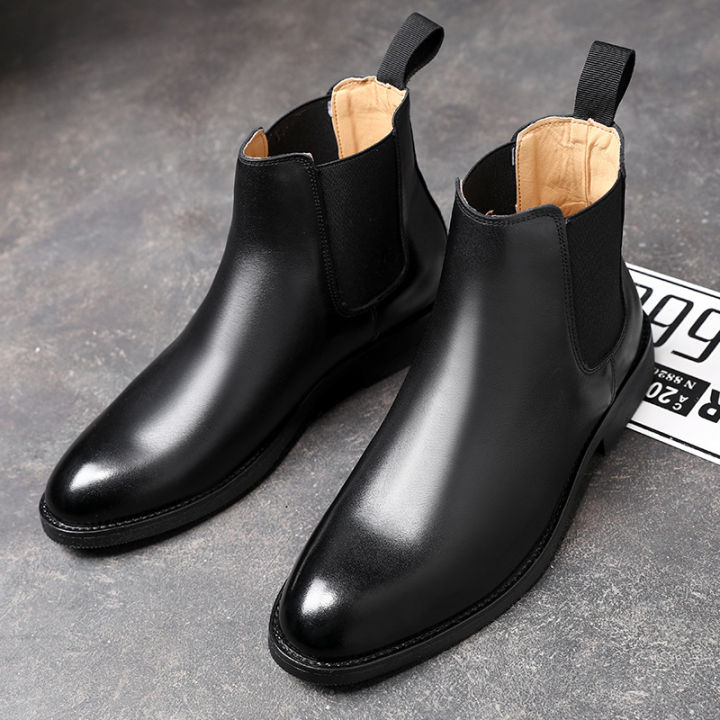 EsHi Elegant Chelsea Boots Leather Men Couple Shoes Size 35 47