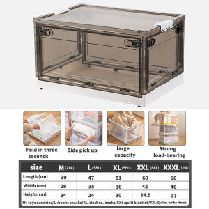 JG Acrylic Storage Box 120L Collapsible Stackable Large Capacity Storage Box Clothes Snacks Toys Storage Box Dustproof Insect Proof