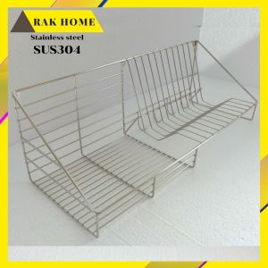 ชั้นวางจาน ที่คว่ำจาน ที่คว่ำถ้วยจาน ชั้นตะแกรงคว่ำจานติดผนัง ที่คว่ำจานสแตนเลสแท้100% ยาว 60 cm