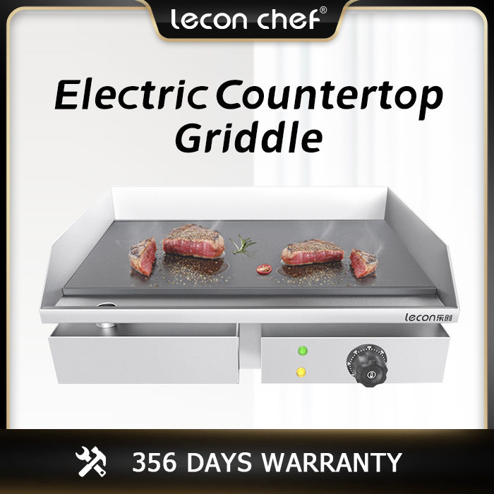 leconchef Commercial Electric Countertop Griddle Stainless Steel BBQ