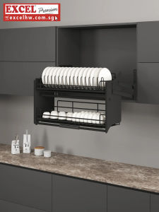 Excel x Estrazione E089S-SUS304-BLACK Matt Black Series SUS304 Pull Down Dish Rack